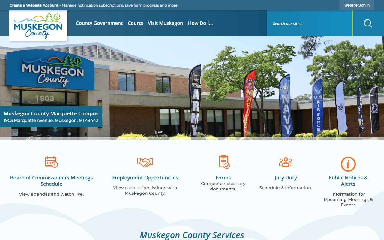 Muskegon County website for felony records and court information