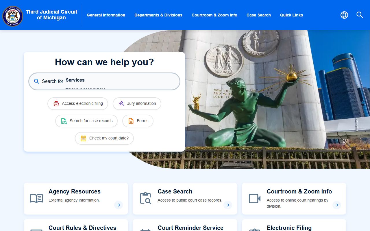 Wayne County 3rd Circuit Court website for felony records